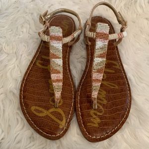 Sam Edelman “Gail” Beaded Thong Sandals Size 7.5M
